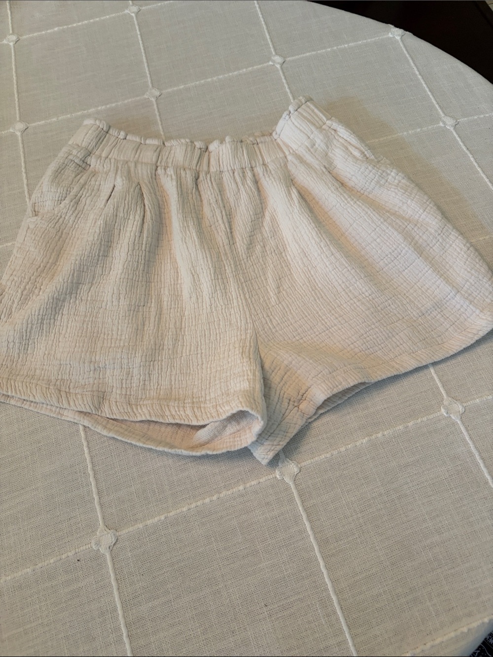 Wishlist Light Cream High Waist Cotton Gauze Shorts